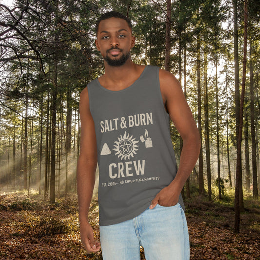 Salt & Burn Crew Tank Top - Supernatural Fan Design | Comfort Colors® Unisex Garment-Dyed Tank | Hunter Aesthetic Summer Wear