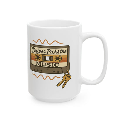 Driver Picks the Music Coffee Mug - Supernatural Fan Design | Cup | Grunge Vintage Ceramic Mug for Fans & Collectors
