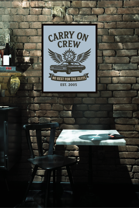 Carry On Crew Rolled Poster - Blue - Supernatural Fan Design | Wall Art