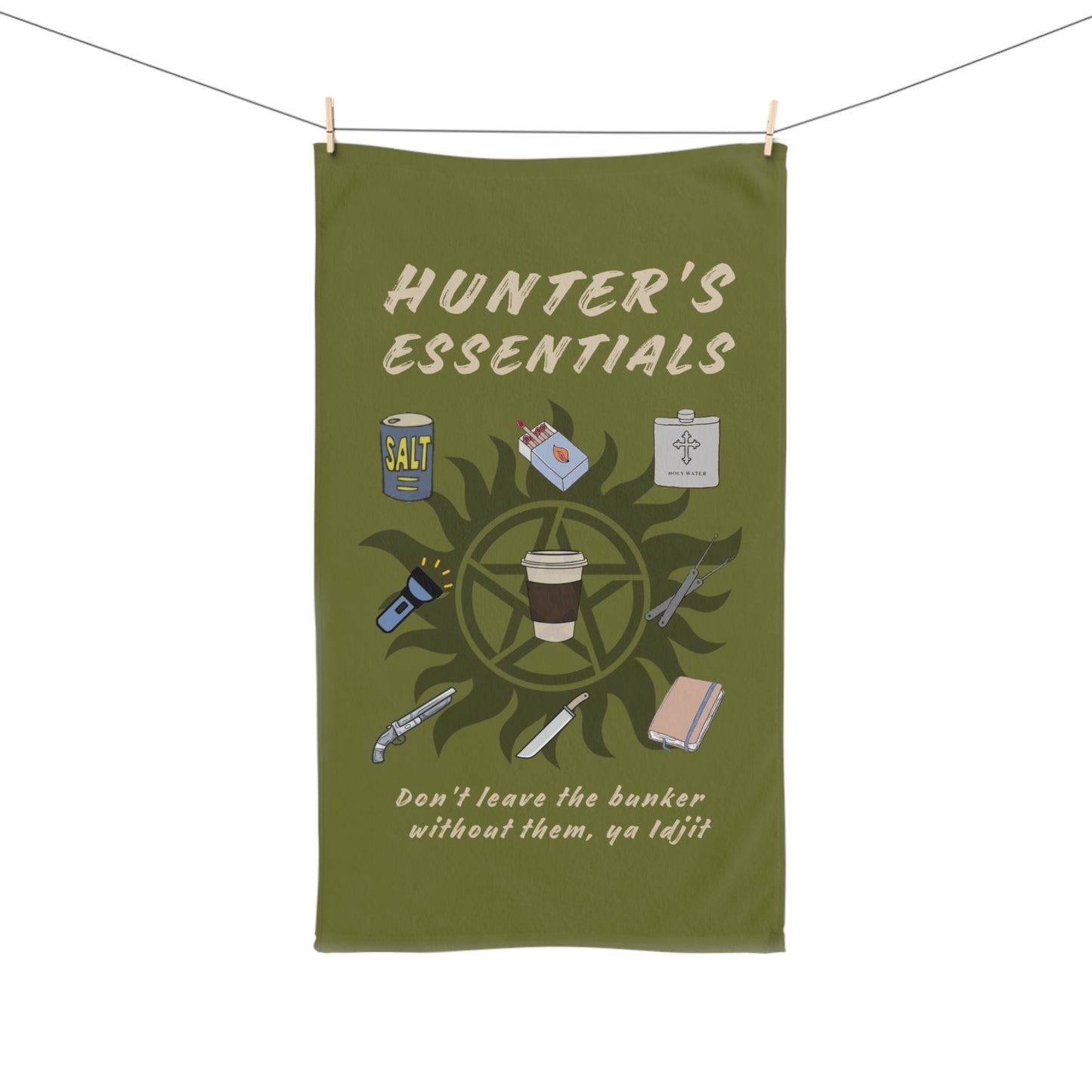 Hunter's Essentials Hand Towel - Supernatural Fan Design | Kitchen & Bathroom Decor | Fandom Home