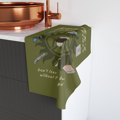 Hunter's Essentials Hand Towel - Supernatural Fan Design | Kitchen & Bathroom Decor | Fandom Home