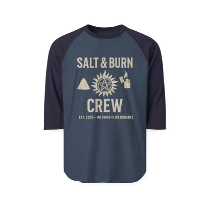 Salt & Burn Crew Raglan Shirt - Supernatural Fan Design | 3/4 Sleeve Tee | Unisex Vintage Hunter Baseball Shirt