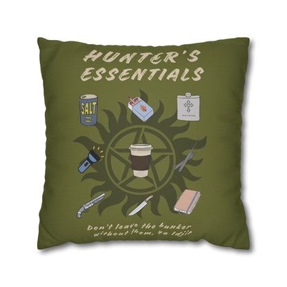 Hunter's Essentials Olive Green Pillowcase - Supernatural Fan Design | Decorative Cover | 100% Polyester