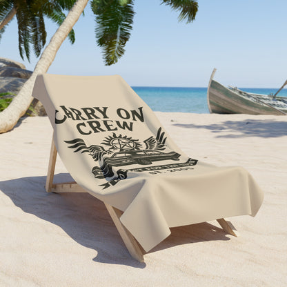 Carry On Crew Beach Towel - Supernatural Fan Design | No Rest for the Idjits | Bath or Beach Towel