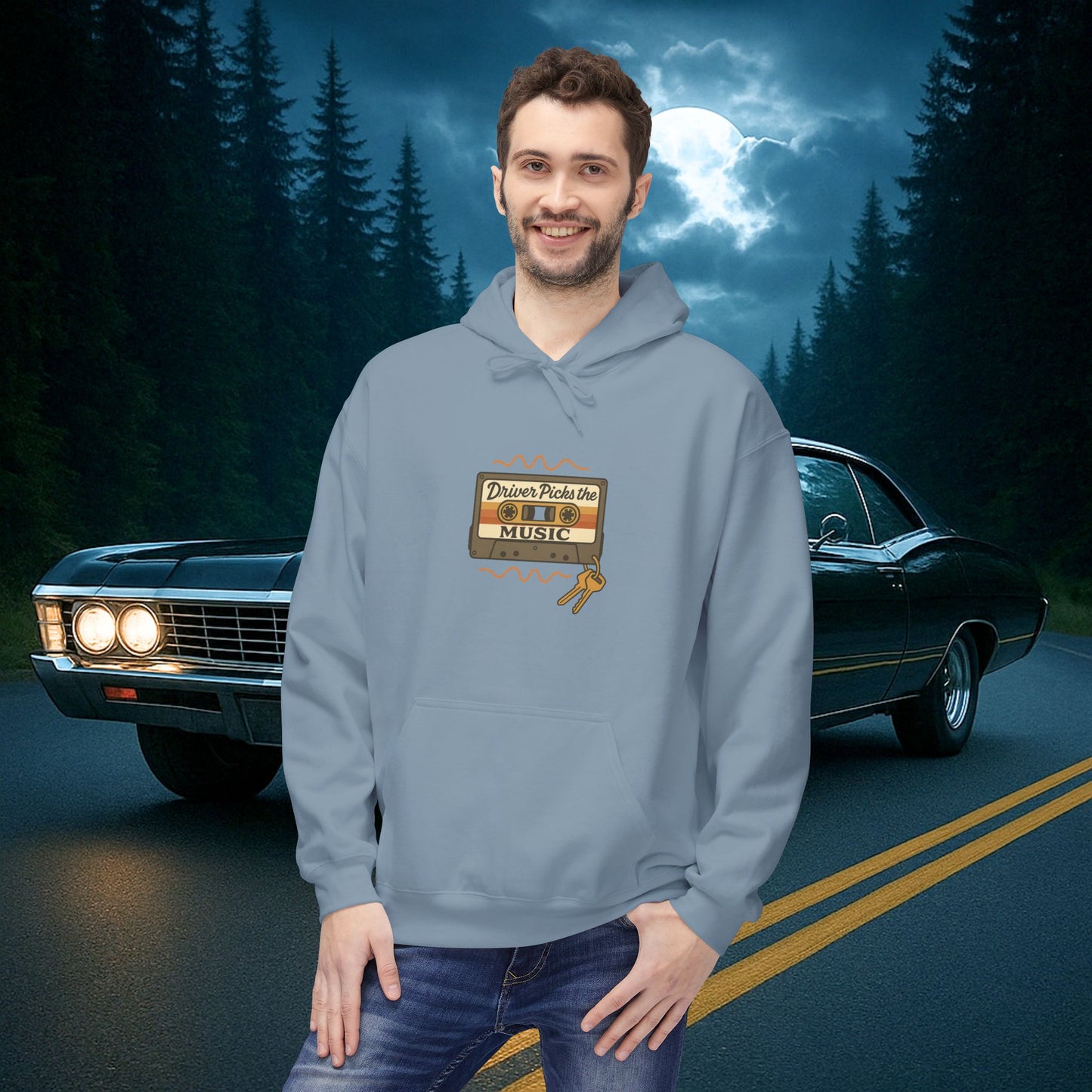 Driver Picks the Music Unisex Hoodie - Supernatural Fan Design | Sweatshirt | Cozy Vintage Fan Gift
