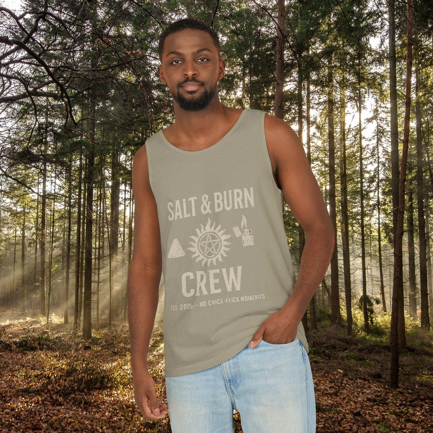 Salt & Burn Crew Tank Top - Supernatural Fan Design | Comfort Colors® Unisex Garment-Dyed Tank | Hunter Aesthetic Summer Wear