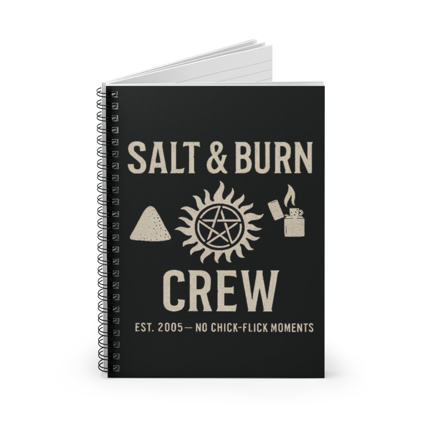 Salt & Burn Crew Spiral Notebook - Supernatural Fan Design | Journal for Hunters, Writers & Everyday Legends
