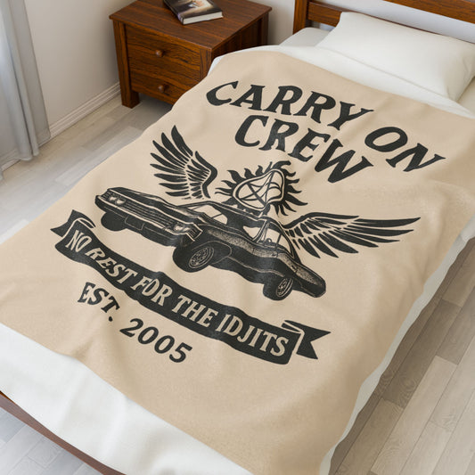 Carry On Crew Plush Throw Blanket - Supernatural Fan Design | Velveteen Blanket
