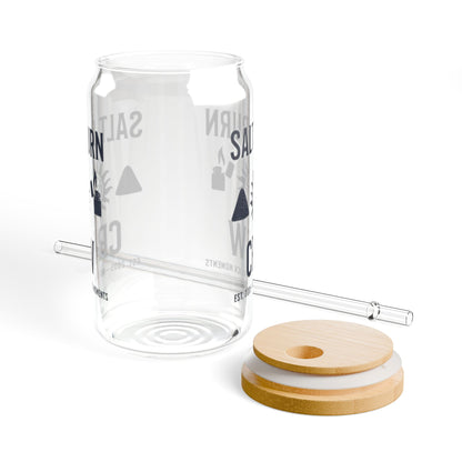 Salt & Burn Crew 16oz Sipper Glass - Supernatural Fan Design | Grunge Aesthetic Glass Cup with Bamboo Lid & Straw