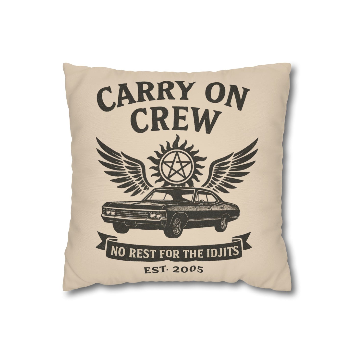 Carry On Crew Pillowcase - Supernatural Fan Design | Pillow Cover | No Rest for the Idjits