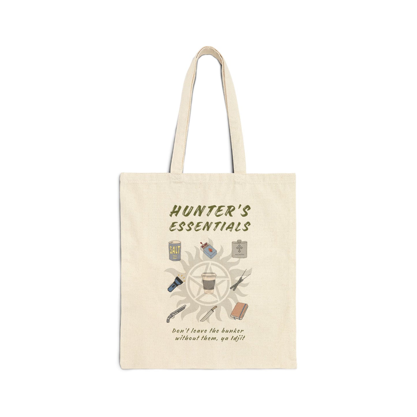 Hunter's Essentials Canvas Tote Bag - Supernatural Fan Design | Cotton Tote | Everyday Fandom Carryall