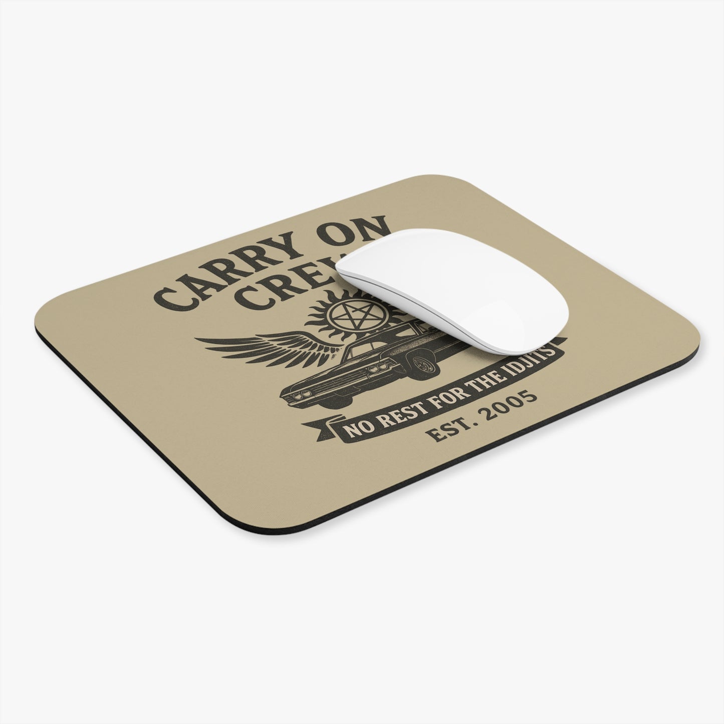 Carry On Crew Mouse Pad - Supernatural Fan Design | Office & Gaming Accessory | No Rest for the Idjits