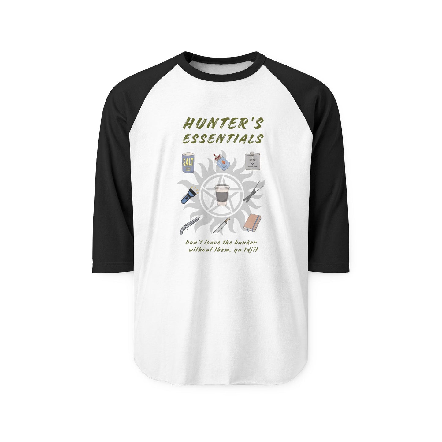 Hunter's Essentials Raglan Shirt - Supernatural Fan Design | 3/4 Sleeve Tee | Unisex Tultex 245