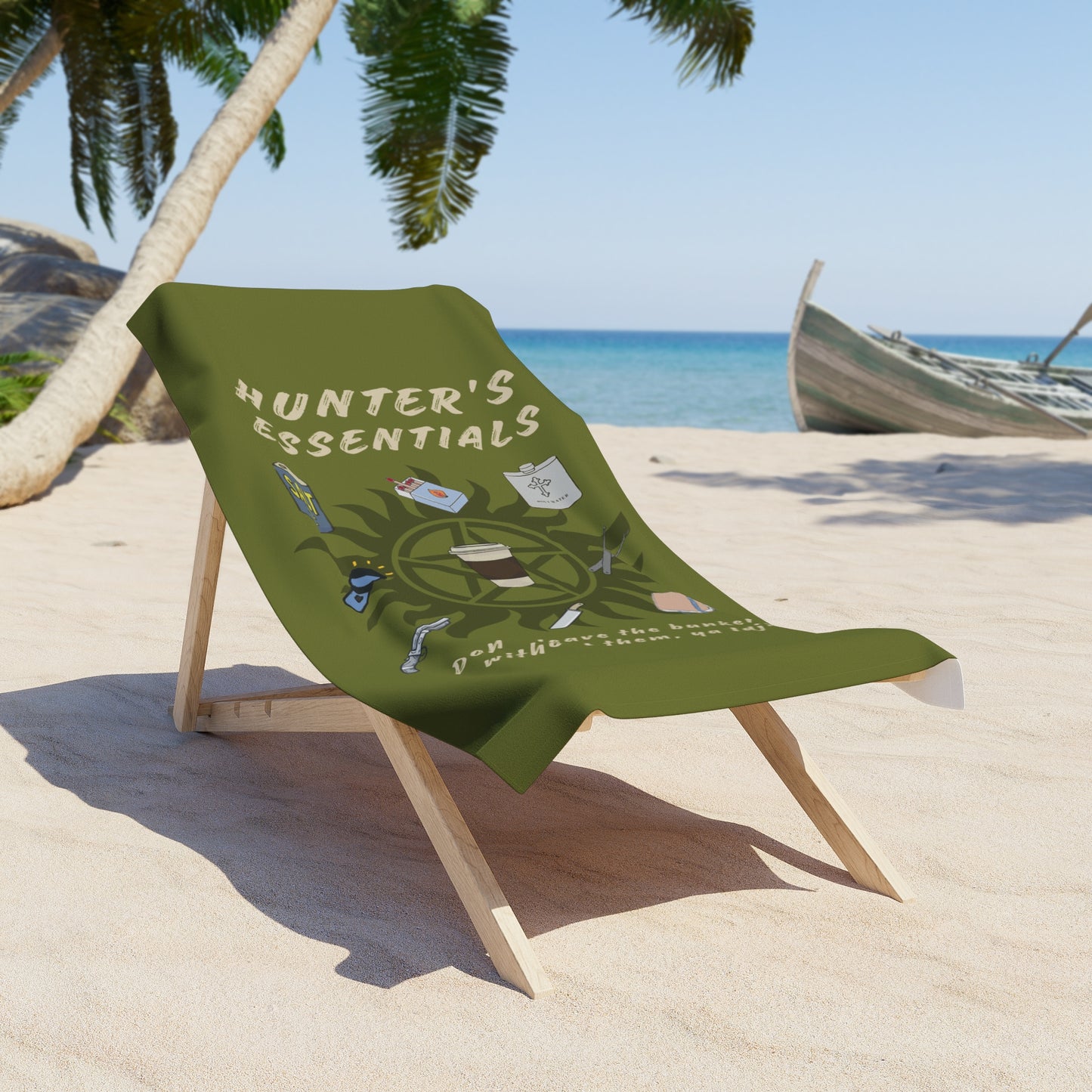 Hunter's Essentials Beach Towel - Supernatural Fan Design | Bath Towel | Fandom Summer Accessory