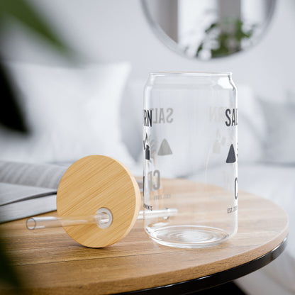 Salt & Burn Crew 16oz Sipper Glass - Supernatural Fan Design | Grunge Aesthetic Glass Cup with Bamboo Lid & Straw