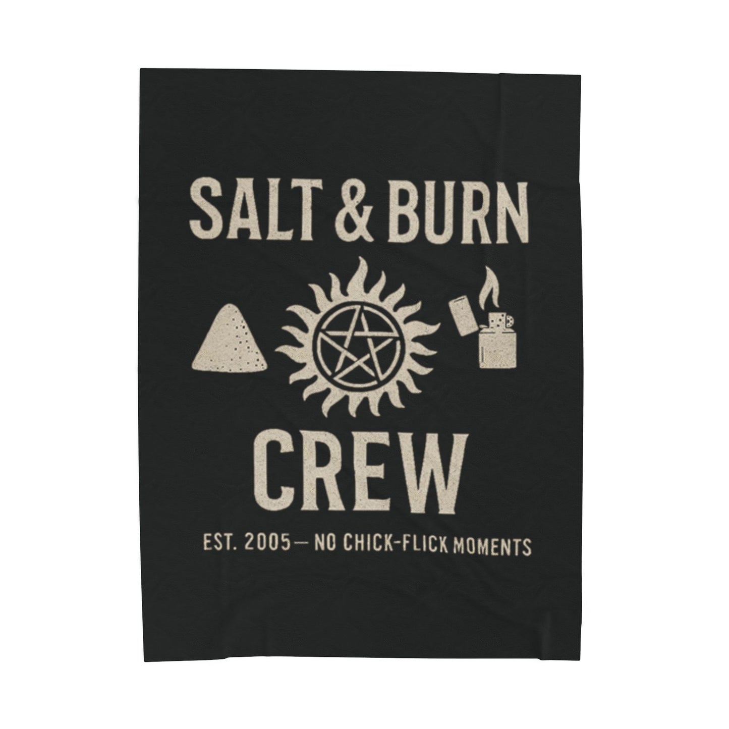 Salt & Burn Crew Plush Throw Blanket - Supernatural Fan Design | Super Soft Fandom Blanket for Hunters, Fans & Idjits | 50"x60" & 60"x80"