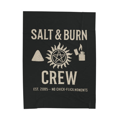 Salt & Burn Crew Plush Throw Blanket - Supernatural Fan Design | Super Soft Fandom Blanket for Hunters, Fans & Idjits | 50"x60" & 60"x80"