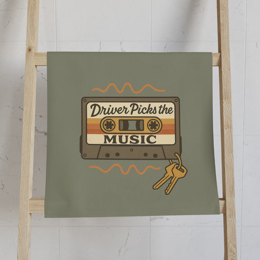 Driver Picks the Music Hand Towel - Supernatural Fan Design | Bathroom or Bar Towel | 28x16