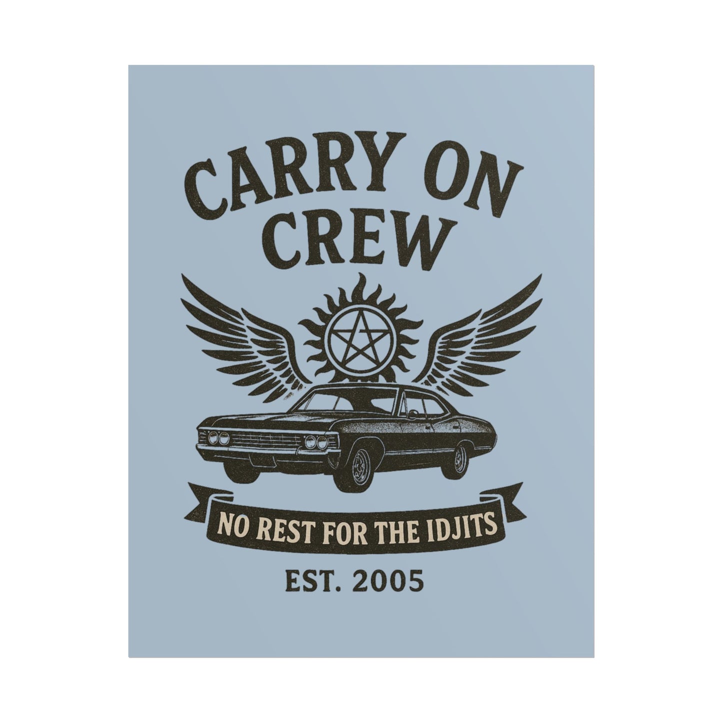 Carry On Crew Rolled Poster - Blue - Supernatural Fan Design | Wall Art