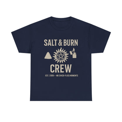 Salt & Burn Crew T-Shirt - Supernatural Fan Design | Grunge Tee for Hunters | Unisex Anti-Possession Symbol Shirt | Vintage Fandom Graphic Tee