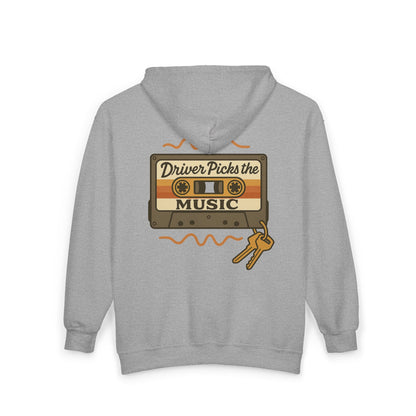 Driver Picks the Music Zip Hoodie - Supernatural Fan Design | Full Zip Sweatshirt | Unisex Sport Grey