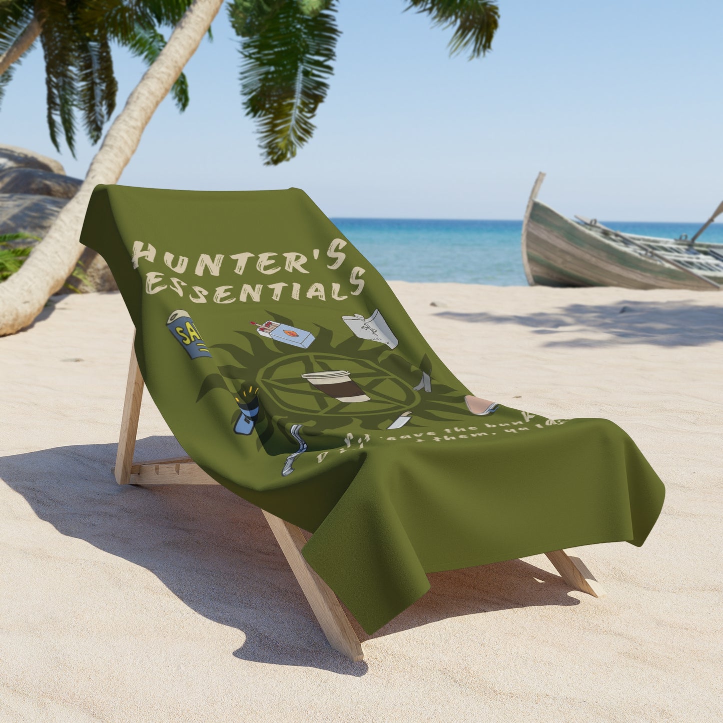 Hunter's Essentials Beach Towel - Supernatural Fan Design | Bath Towel | Fandom Summer Accessory