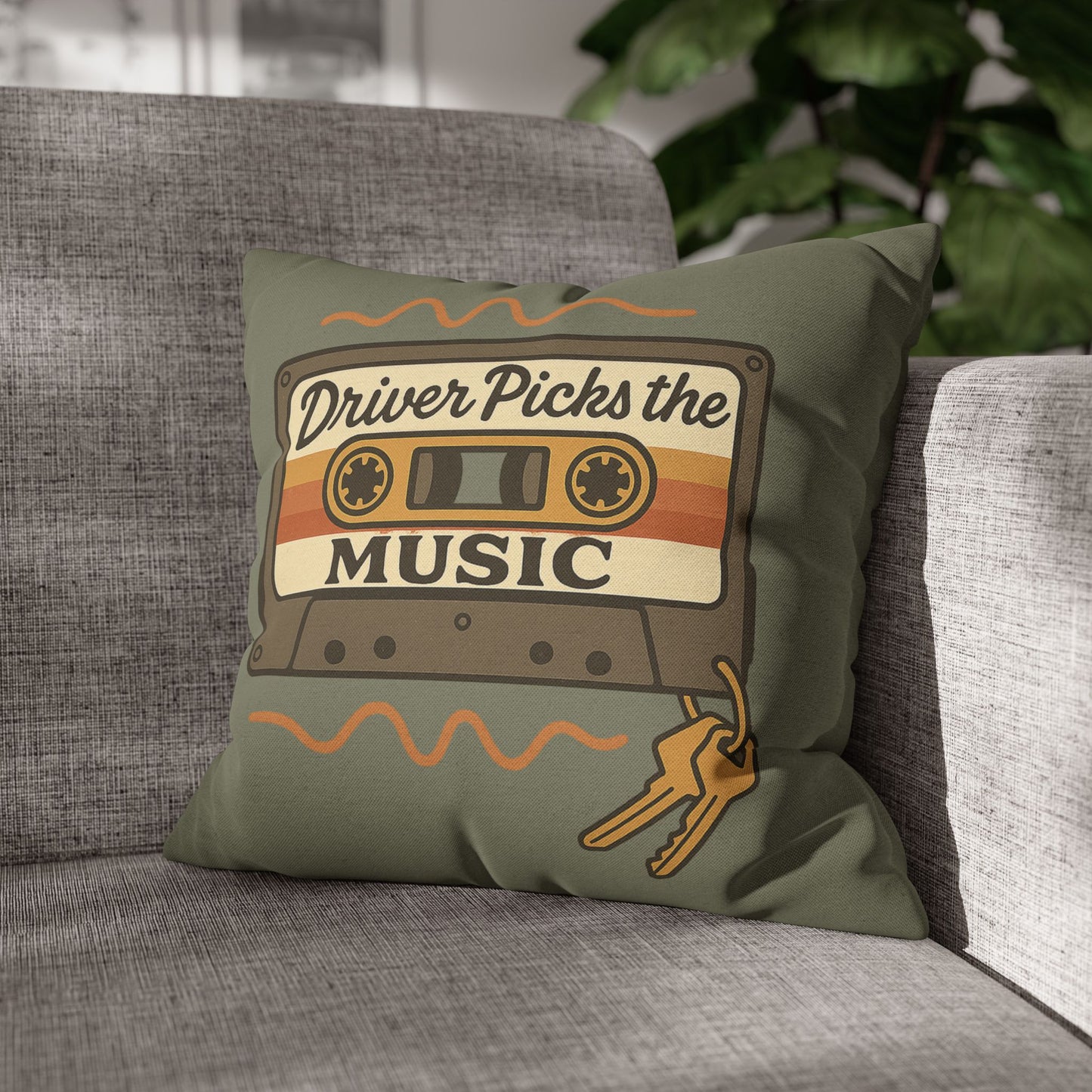 Driver Picks the Music Throw Pillow Case - Supernatural Fan Design | Home Decor | Vintage Road Trip Accent Pillow Cover