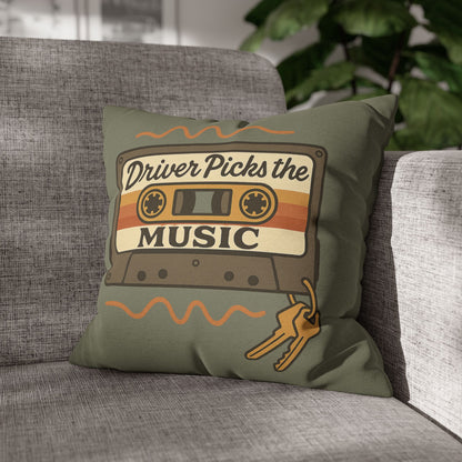 Driver Picks the Music Throw Pillow Case - Supernatural Fan Design | Home Decor | Vintage Road Trip Accent Pillow Cover