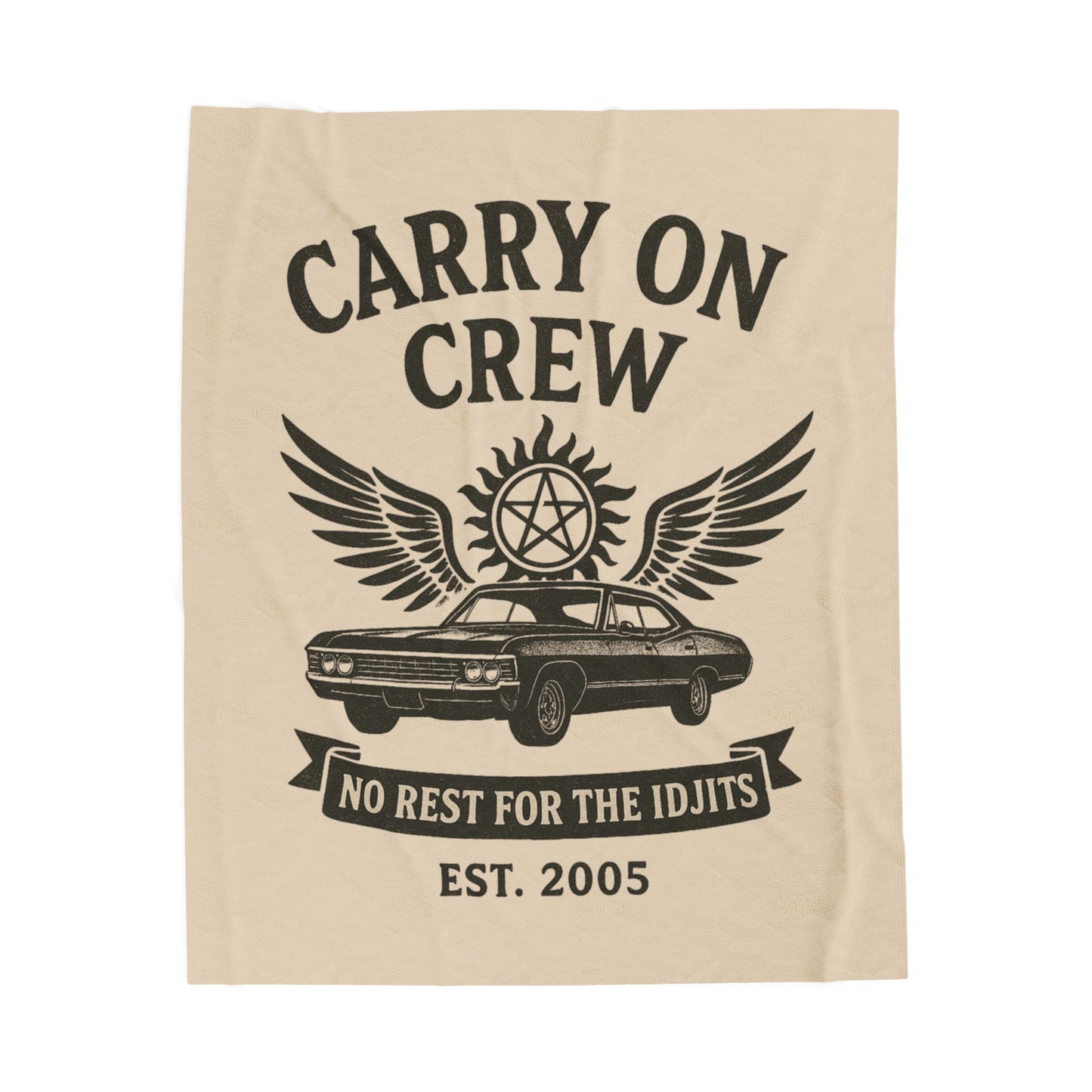 Carry On Crew Plush Throw Blanket - Supernatural Fan Design | Velveteen Blanket