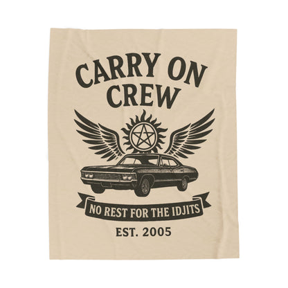 Carry On Crew Plush Throw Blanket - Supernatural Fan Design | Velveteen Blanket