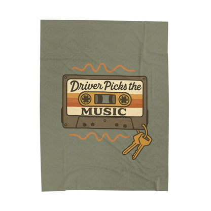 Driver Picks the Music Plush Blanket - Supernatural Fan Design | Throw | Cozy Vintage Road Trip Blanket