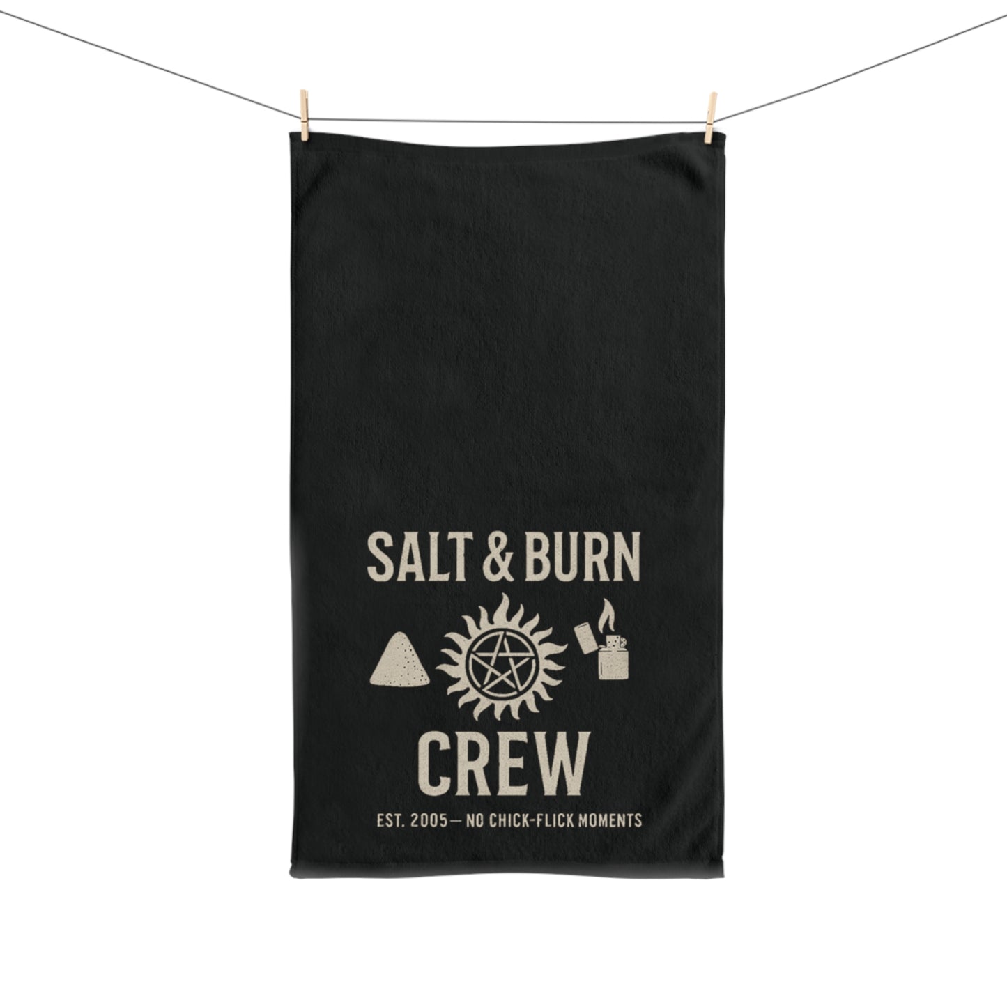 Salt & Burn Crew Hand Towel - Supernatural Fan Design | Kitchen, Bar & Home Decor | Grunge Hunter