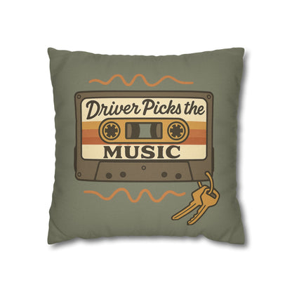 Driver Picks the Music Throw Pillow Case - Supernatural Fan Design | Home Decor | Vintage Road Trip Accent Pillow Cover