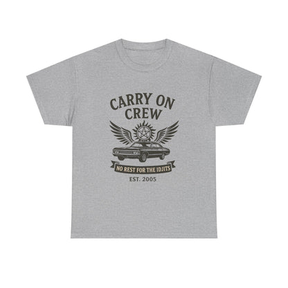 Carry On Crew Unisex Tee - Supernatural Fan Design | No Rest for the Idjits Vintage Grunge Shirt | Graphic Tee
