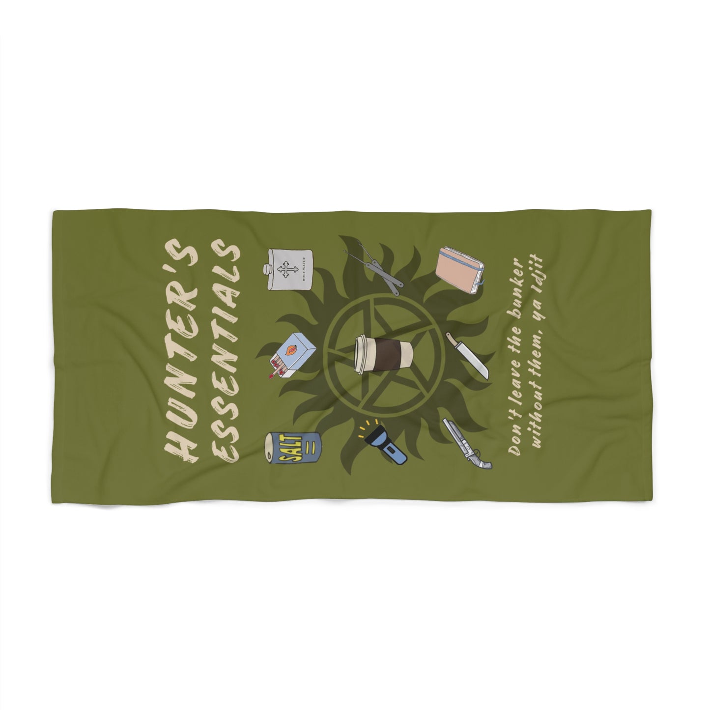 Hunter's Essentials Beach Towel - Supernatural Fan Design | Bath Towel | Fandom Summer Accessory