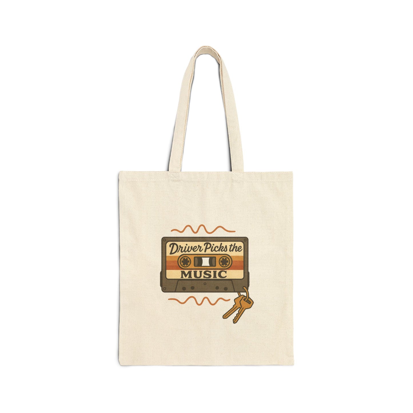 Driver Picks the Music Tote Bag - Supernatural Fan Design | Cotton Canvas Bag | Vintage Cassette Design for Hunters & Rock Lovers
