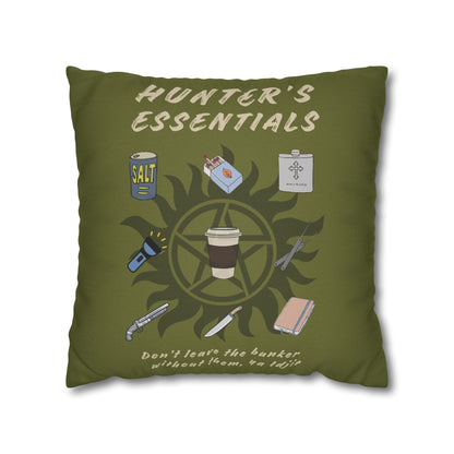 Hunter's Essentials Olive Green Pillowcase - Supernatural Fan Design | Decorative Cover | 100% Polyester