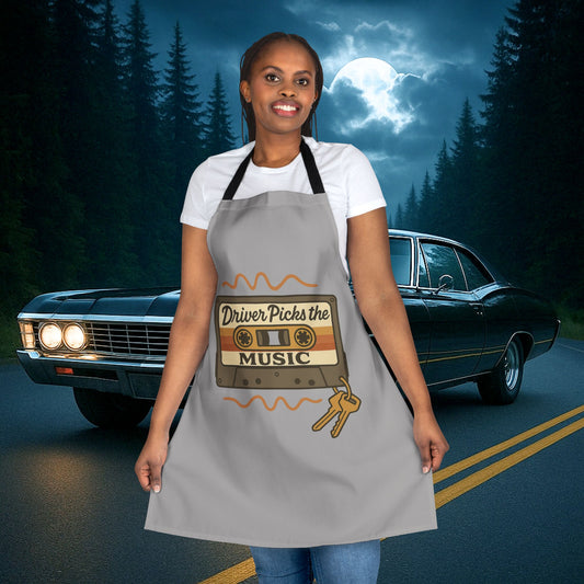 Driver Picks the Music Apron - Supernatural Fan Design | Kitchen Gear | Vintage Cassette Cooking Apron for Hunters & Rock Fans