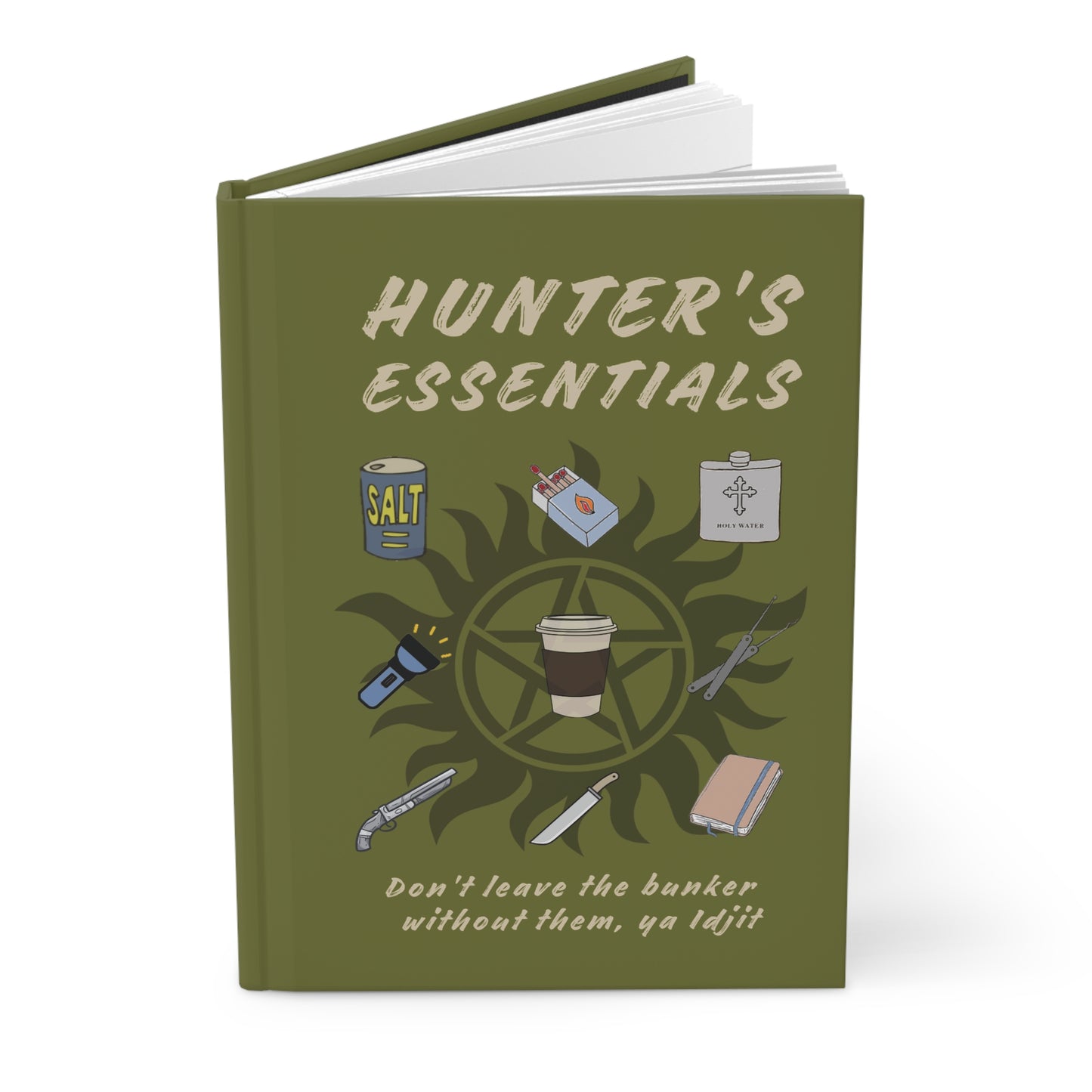 Hunter's Essentials Hardcover Journal (Olive Green) - Supernatural Fan Design | Notebook