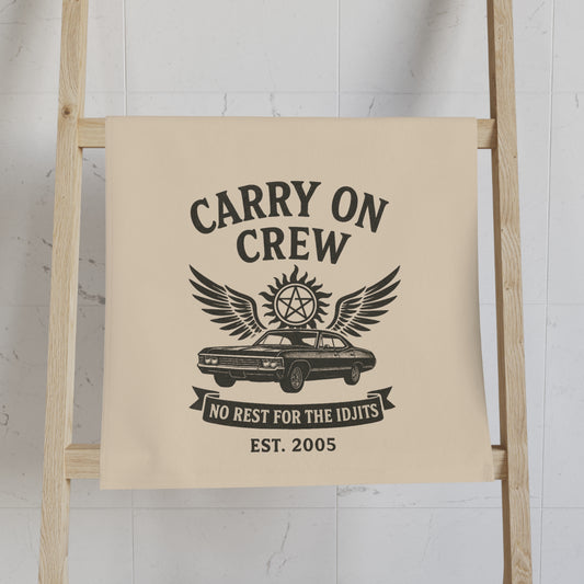 Carry On Crew Hand Towel - Supernatural Fan Design | No Rest for the Idjits | Kitchen & Bathroom