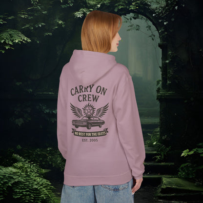 Carry On Crew Unisex Hoodie - Supernatural Fan Design | No Rest for the Idjits Grunge Pullover | Vintage Hoodie