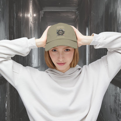 Hunter's Essentials Distressed Hat - Supernatural Fan Design | Olive Green Cap | Vintage Fandom Headwear