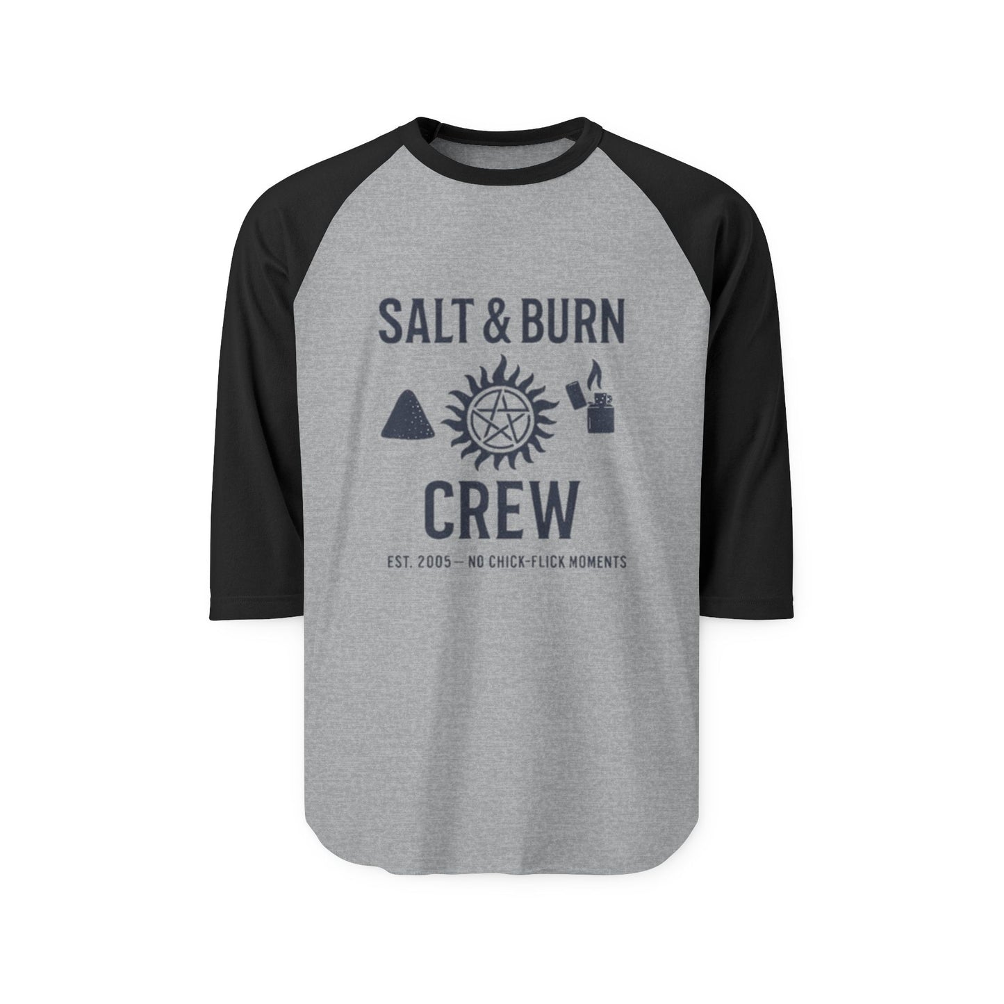 Salt & Burn Crew Raglan Shirt - Supernatural Fan Design | 3/4 Sleeve Tee | Unisex Vintage Hunter Baseball Shirt