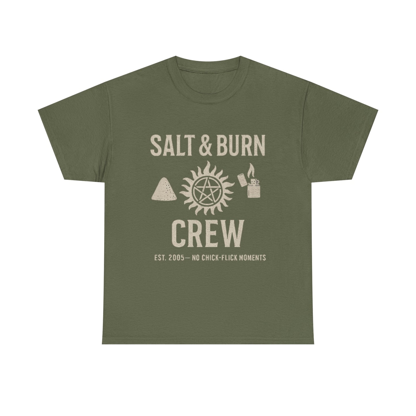 Salt & Burn Crew T-Shirt - Supernatural Fan Design | Grunge Tee for Hunters | Unisex Anti-Possession Symbol Shirt | Vintage Fandom Graphic Tee