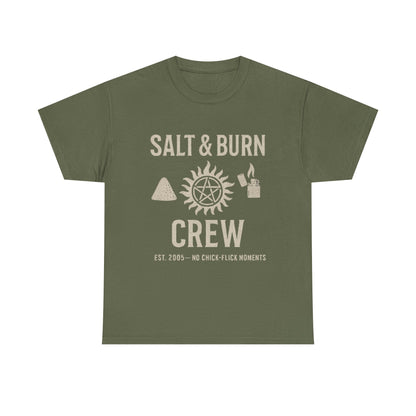 Salt & Burn Crew T-Shirt - Supernatural Fan Design | Grunge Tee for Hunters | Unisex Anti-Possession Symbol Shirt | Vintage Fandom Graphic Tee