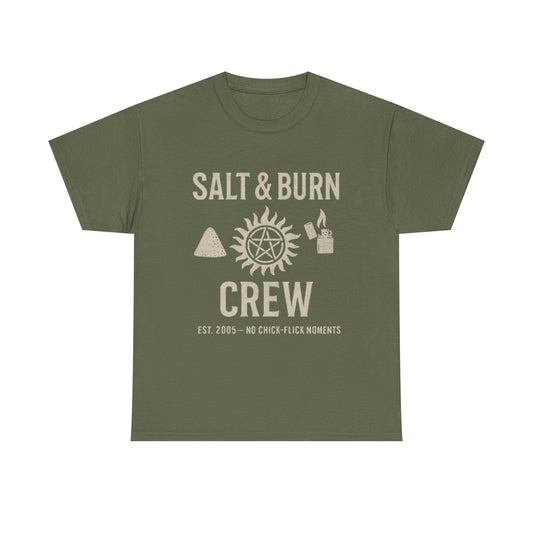 Salt & Burn Crew T-Shirt - Supernatural Fan Design | Grunge Tee for Hunters | Unisex Anti-Possession Symbol Shirt | Vintage Fandom Graphic Tee