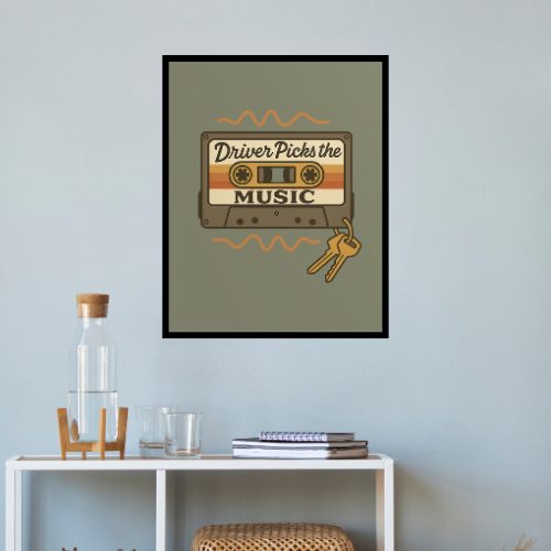 Driver Picks the Music Poster - Supernatural Fan Design | Vintage Road Trip Wall Art | Rolled Print