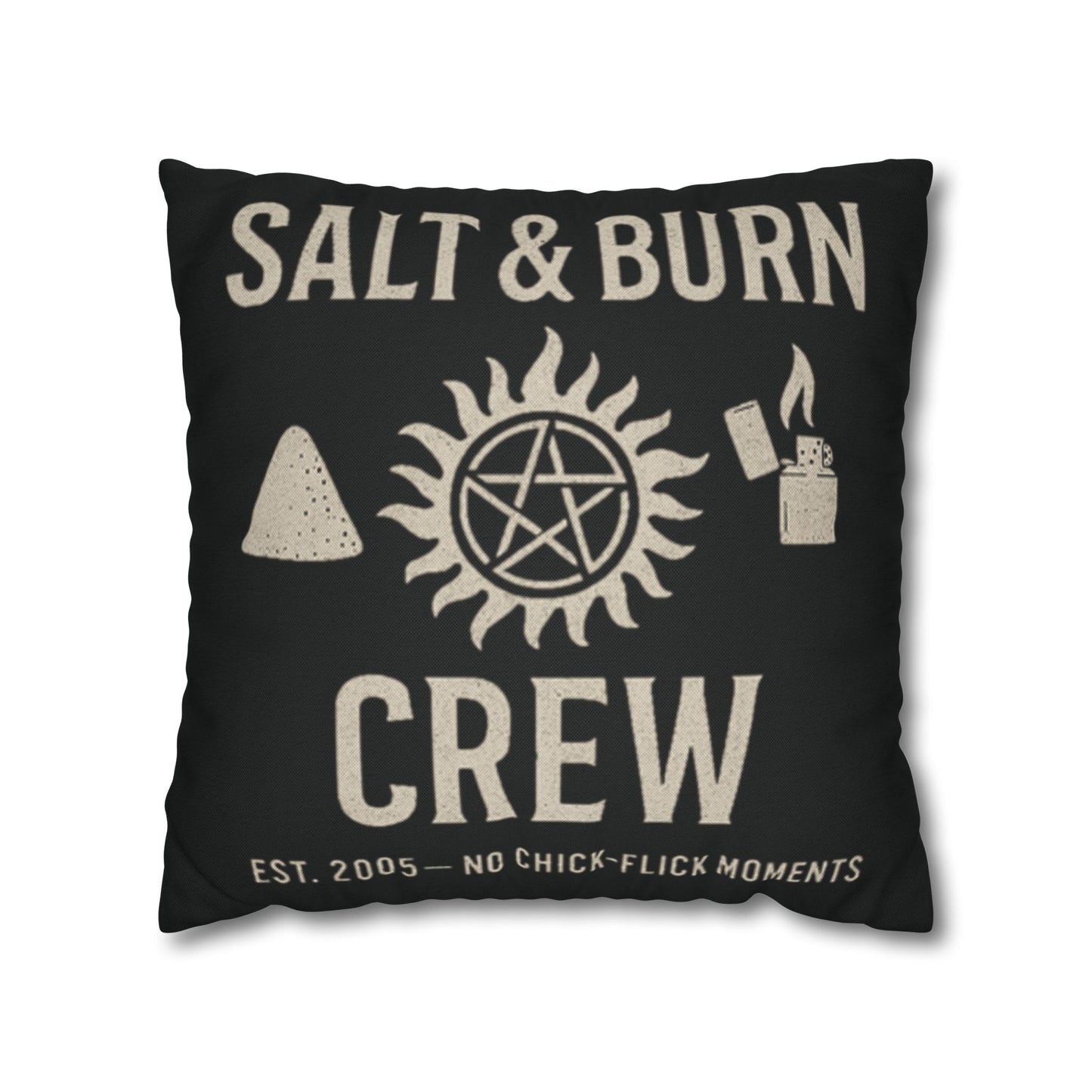 Salt & Burn Crew Throw Pillow Cover - Supernatural Fan Design | Home Decor | Grunge Gothic Cushion